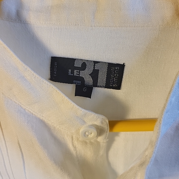 Le 31 100% Linen White Button Shirt Men Size L - Picture 2 of 3